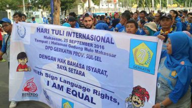 Gerakan untuk Kesejahteraan Tunarungu Indonesia (Gerkatin) Makassar Peringati Hari Tuli Internasional