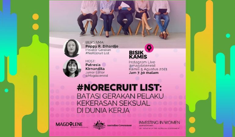 Diskusi Online #Norecruit List: Batasi Gerakan Pelaku Kekerasan Seksual di Dunia Kerja